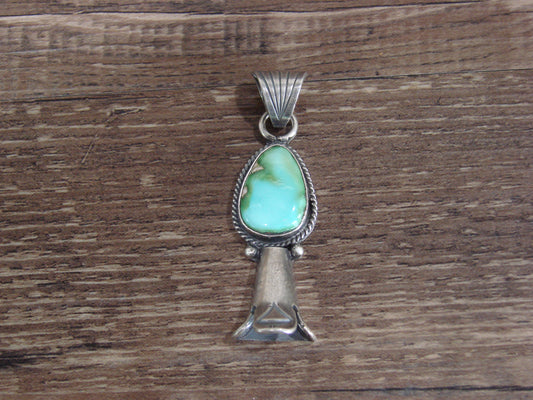 Native American Sterling Silver & Turquoise Squash Blossom Pendant by Betone