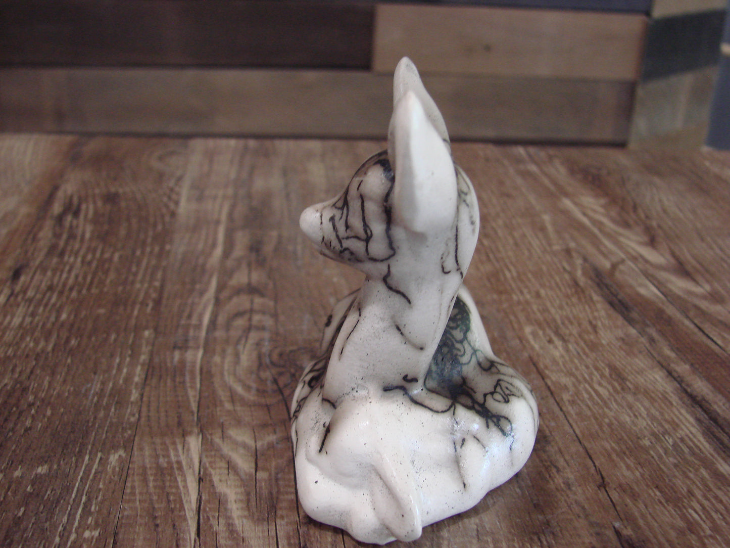 Small Native American Pottery Horse Hair Fawn Sculpture by Vail