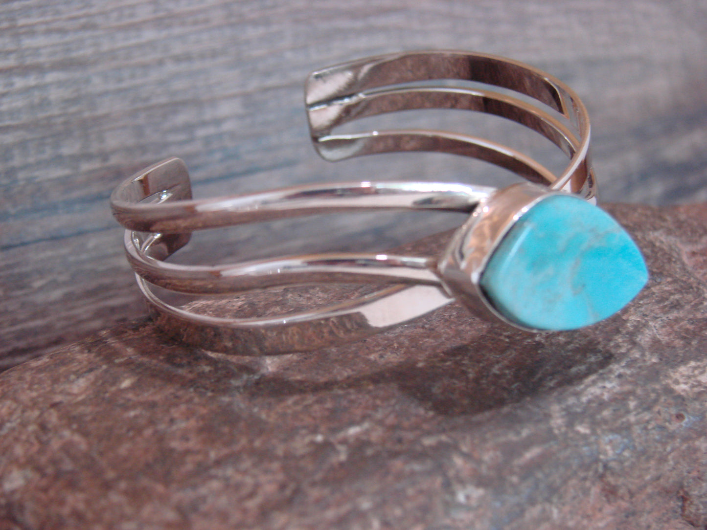 Native American Sterling Silver & Turquoise Bracelet Signed Yazzie