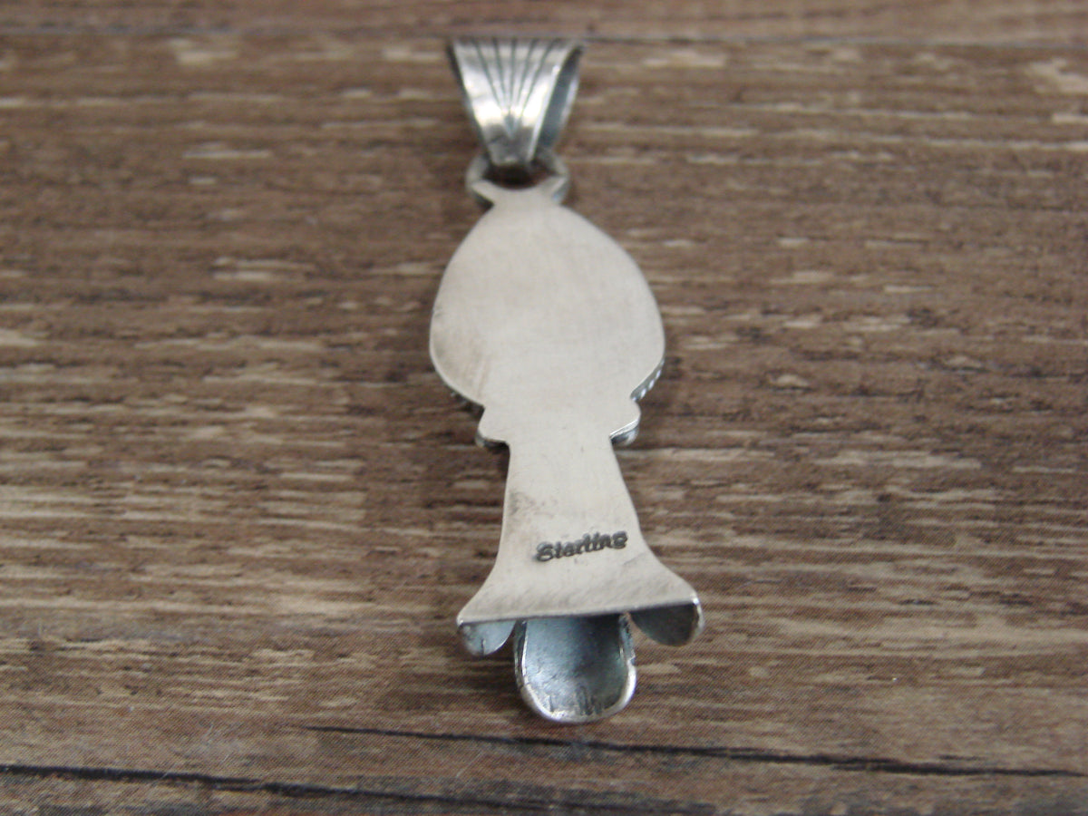 Native American Sterling Silver & Turquoise Squash Blossom Pendant by Betone