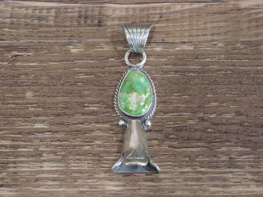 Native American Sterling Silver & Turquoise Squash Blossom Pendant by Betone