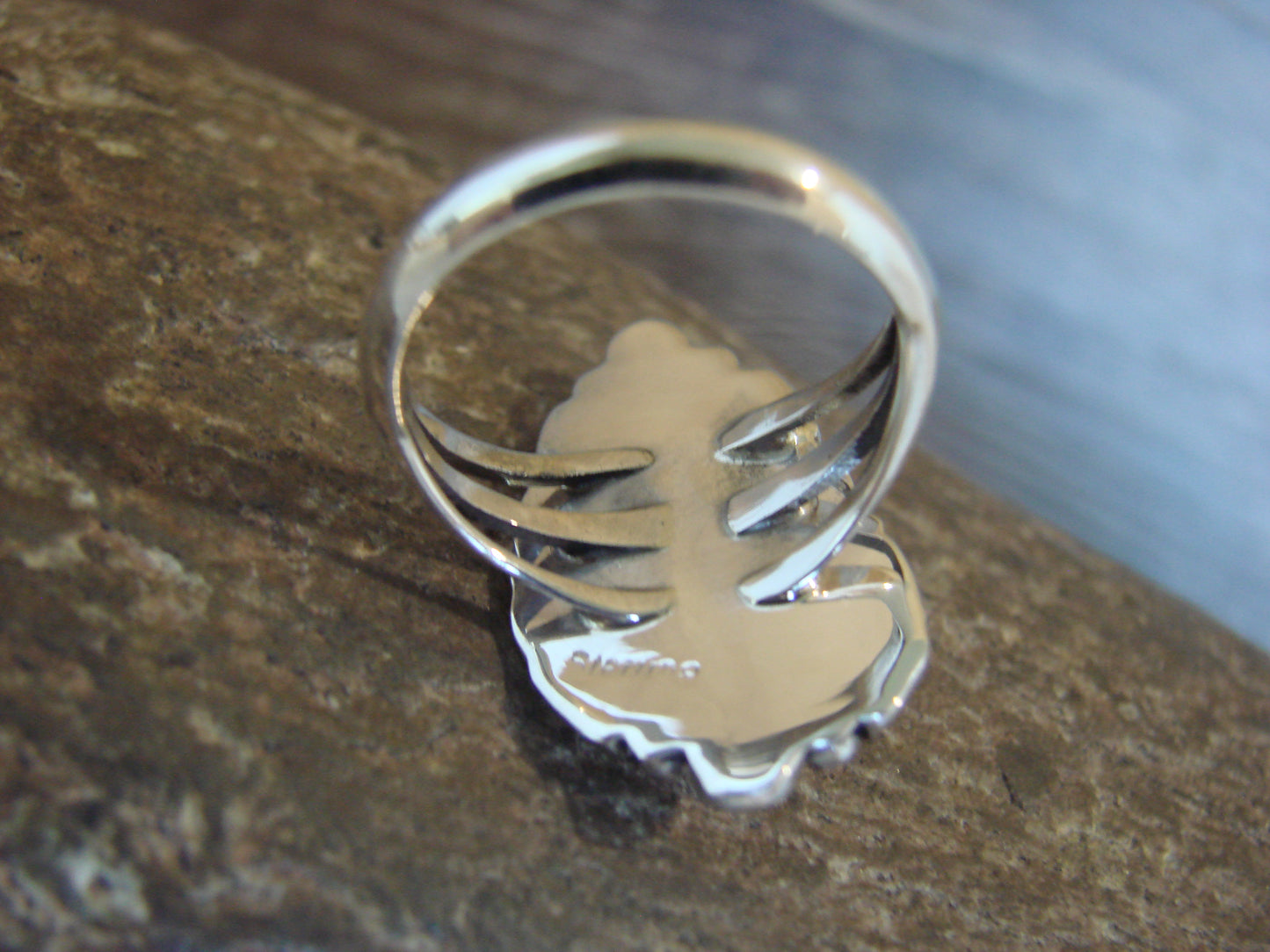 Native American Sterling Silver & Turquoise Ring - Size 8 - Saunders