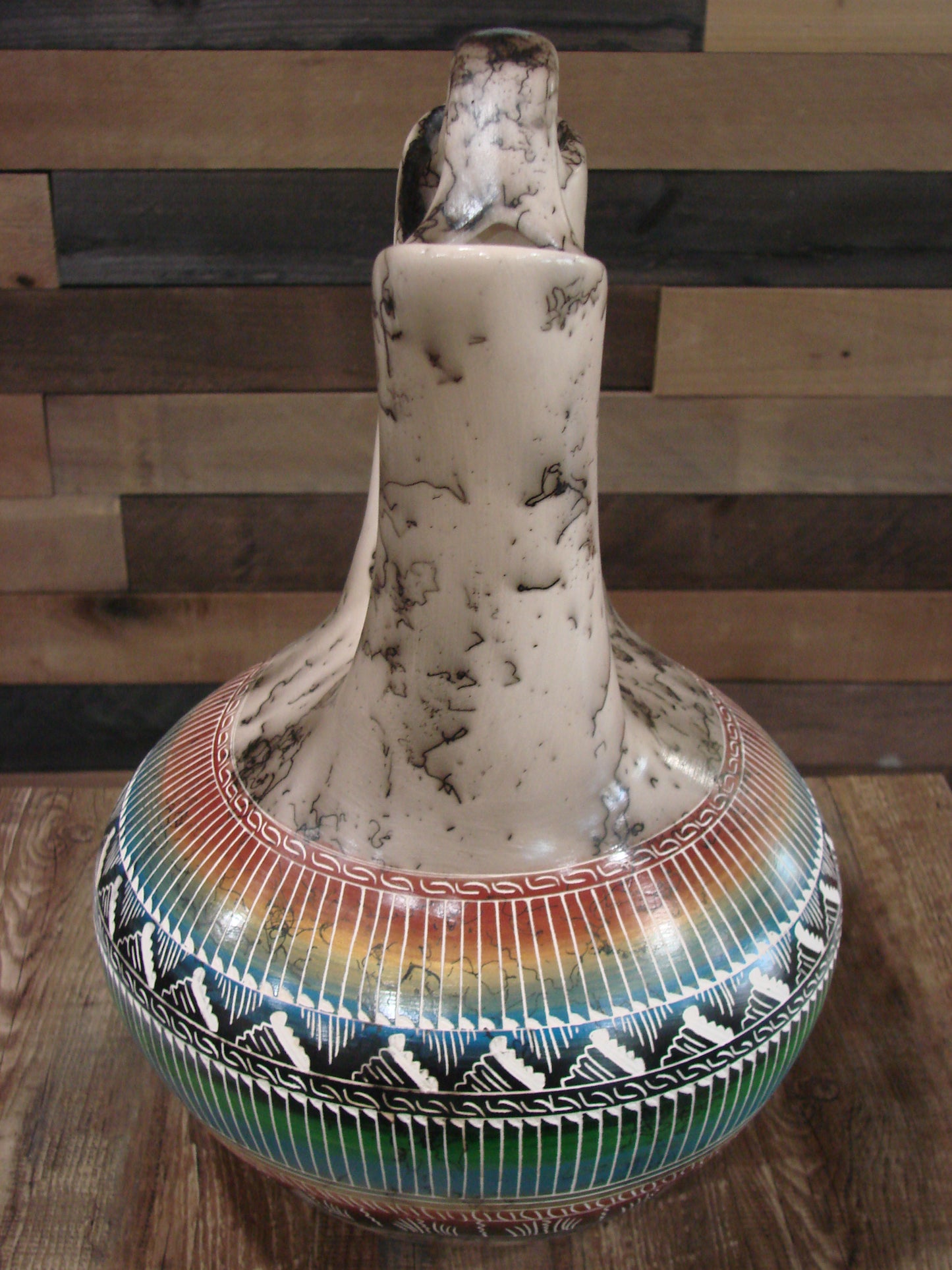 Native American Navajo Hand Etched Horse Hair Wedding Vase - Benally