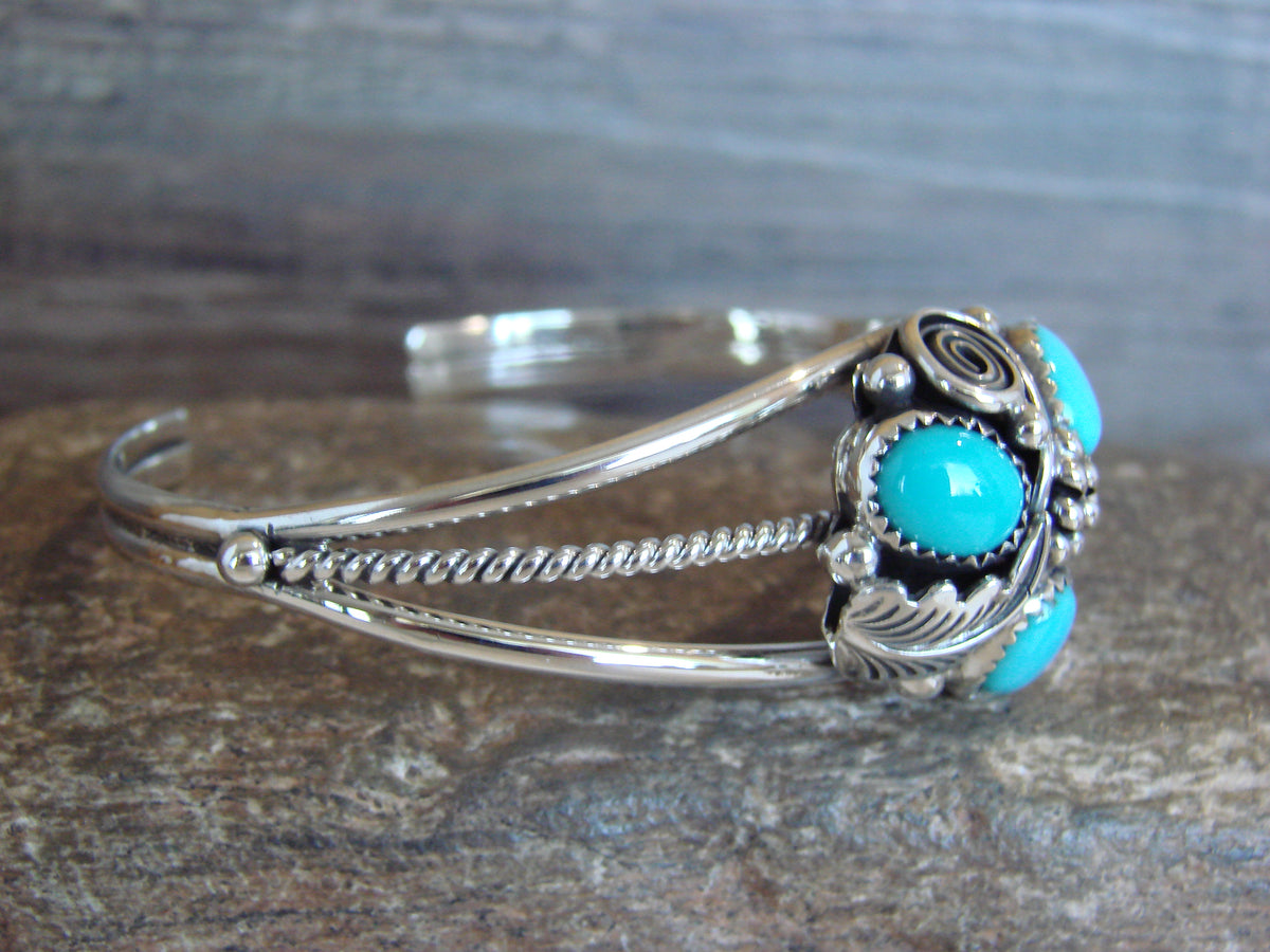 Native American Sterling Silver & Turquoise Cluster Bracelet by Smith