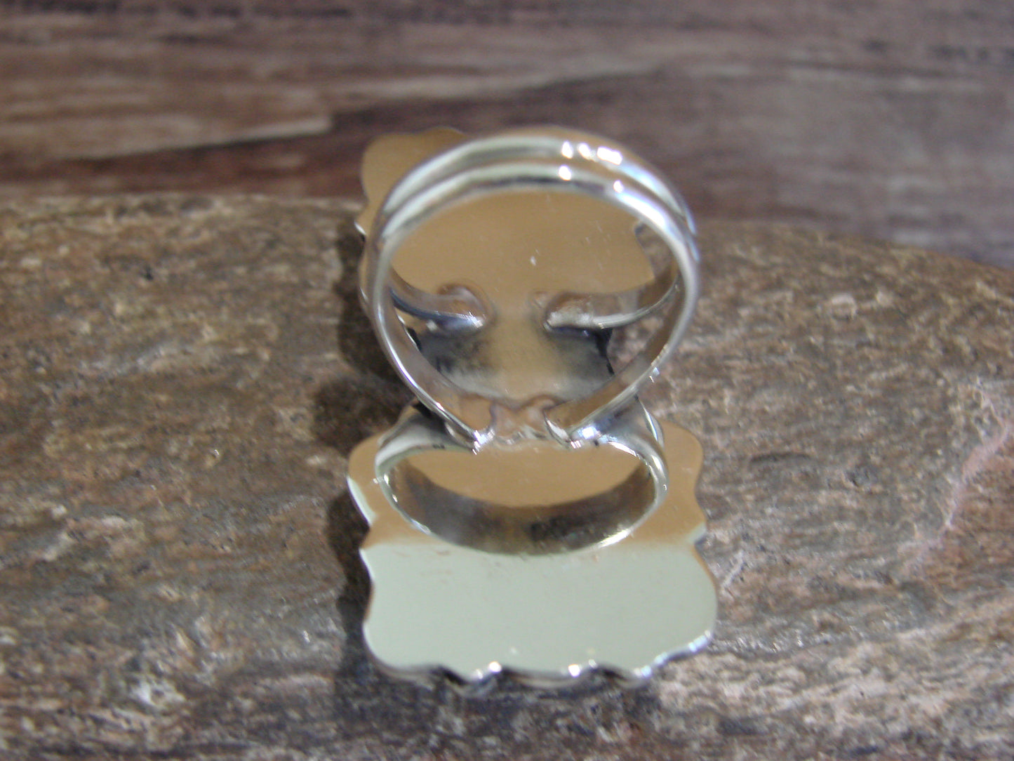 Native American Nickel Silver & Turquoise Ring by Cleveland - Size 9