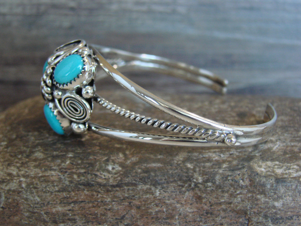 Native American Sterling Silver & Turquoise Cluster Bracelet by Smith