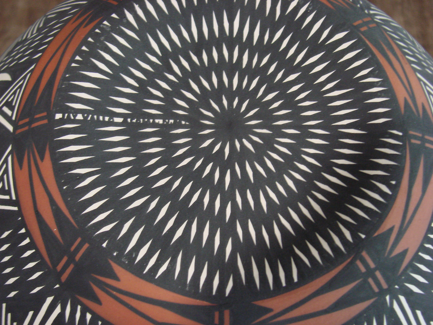 Native American Acoma Pueblo Fine Line Hand Painted Pottery by Vallo
