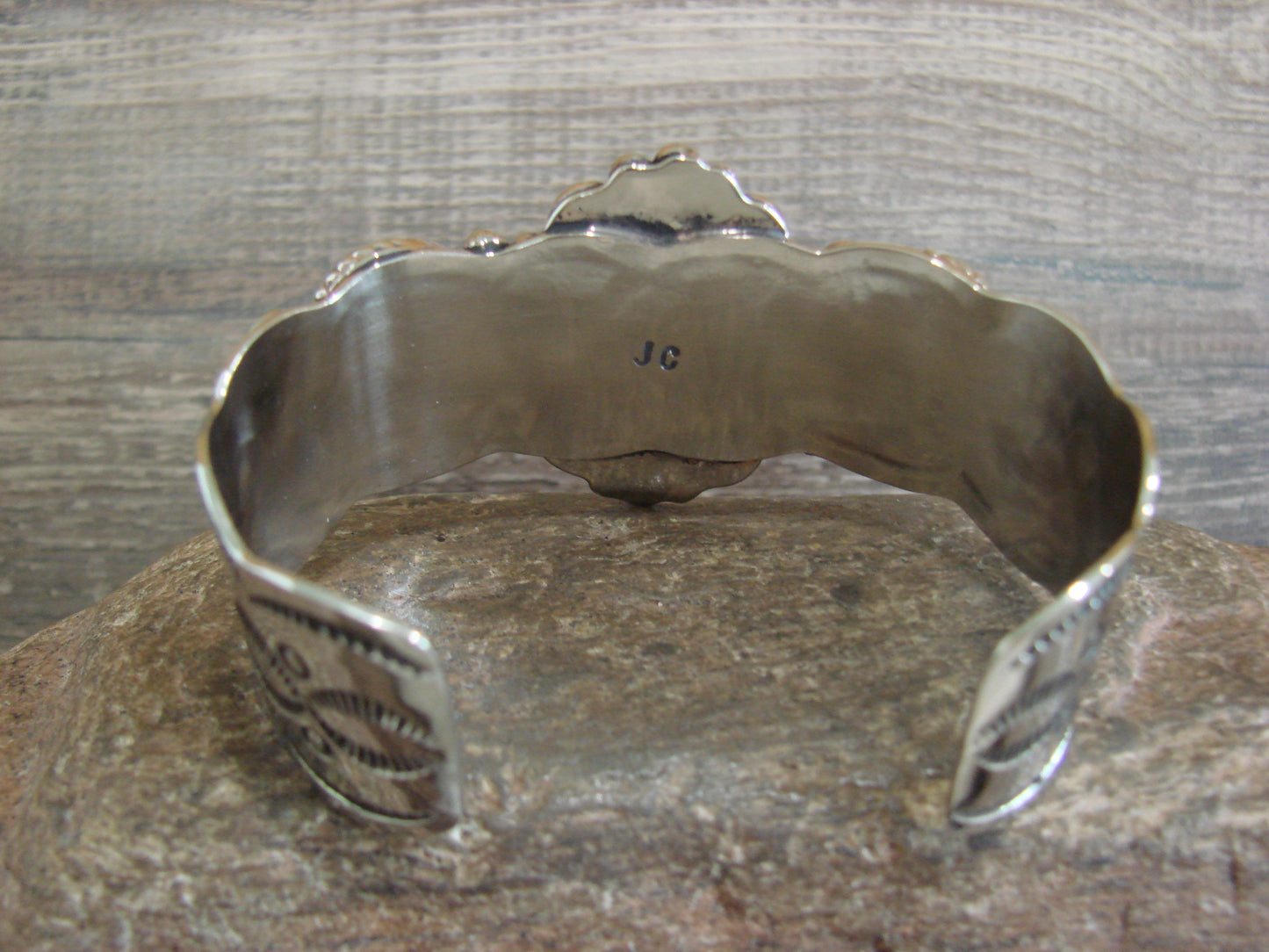 Native American Indian Nickel Silver & Turquoise Bracelet by Cleveland