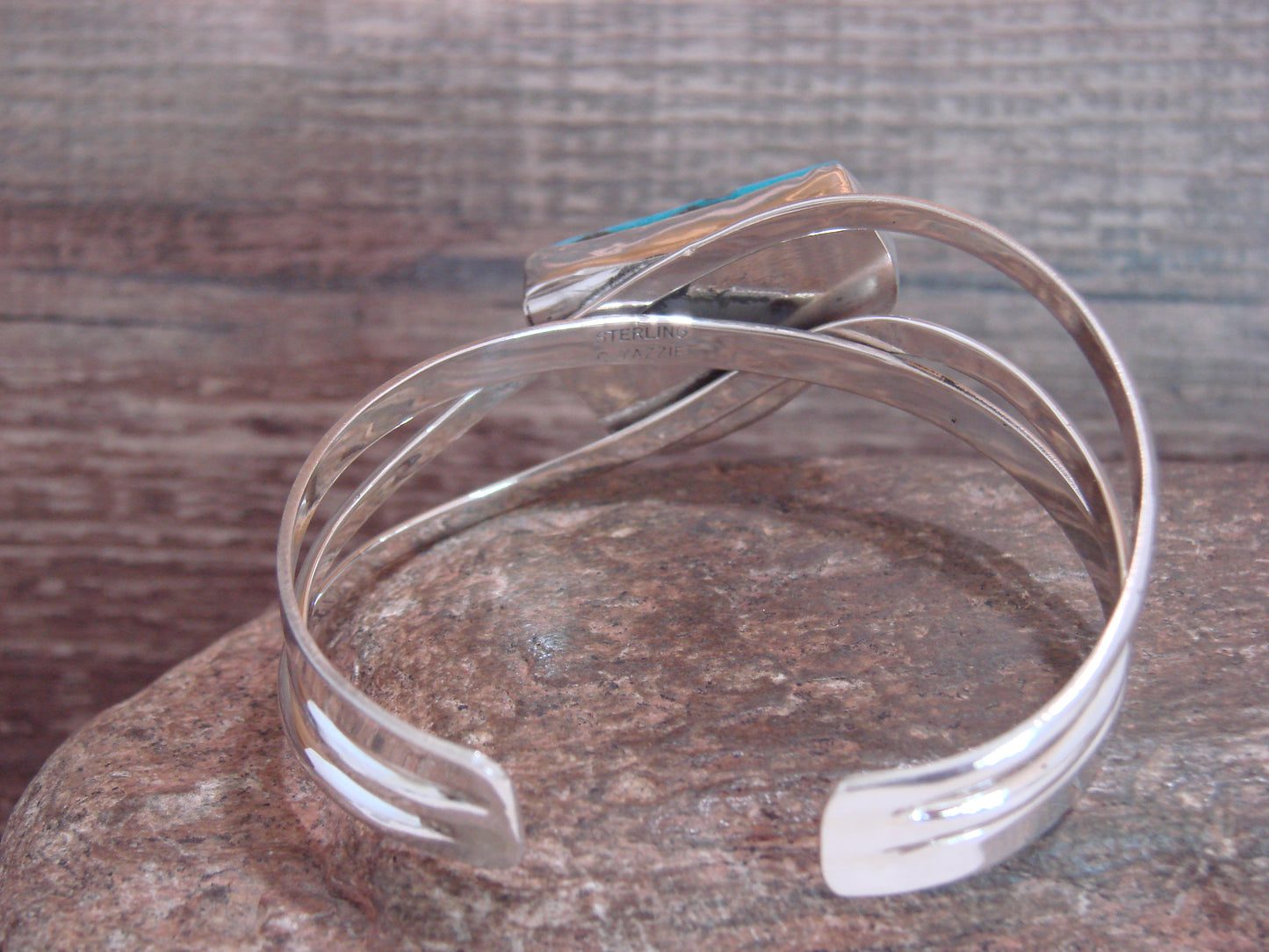 Native American Sterling Silver & Turquoise Bracelet Signed Yazzie