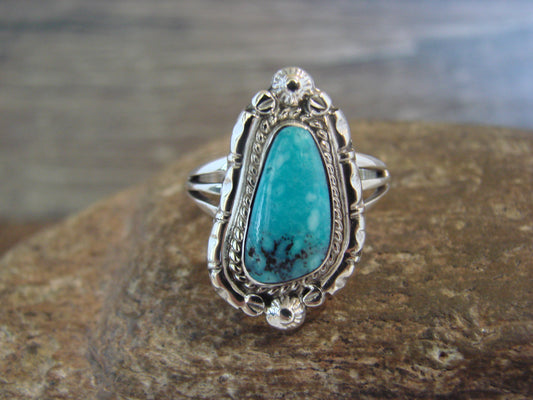 Native American Sterling Silver & Turquoise Ring - Size 9 - Saunders