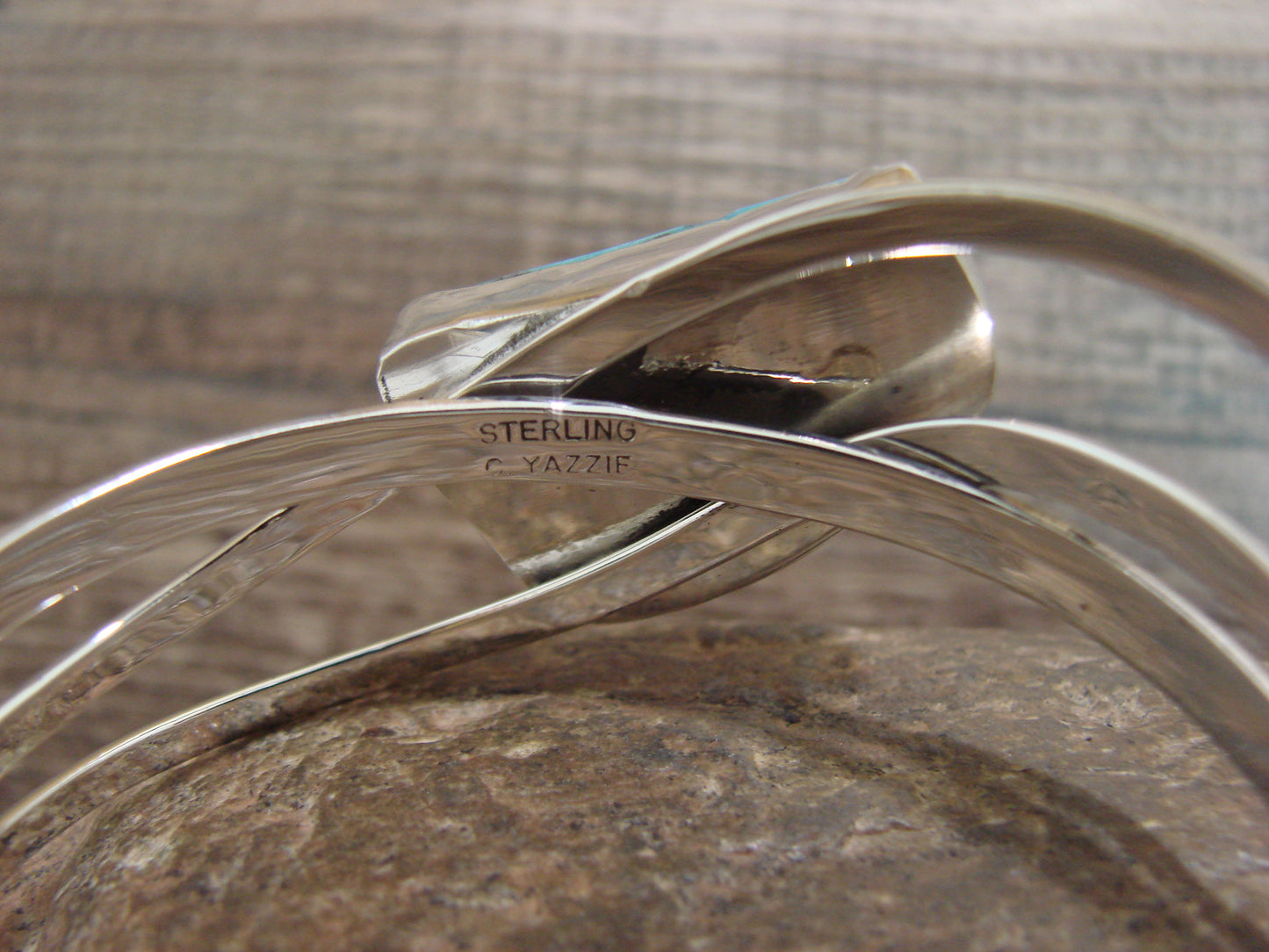 Native American Sterling Silver & Turquoise Bracelet Signed Yazzie