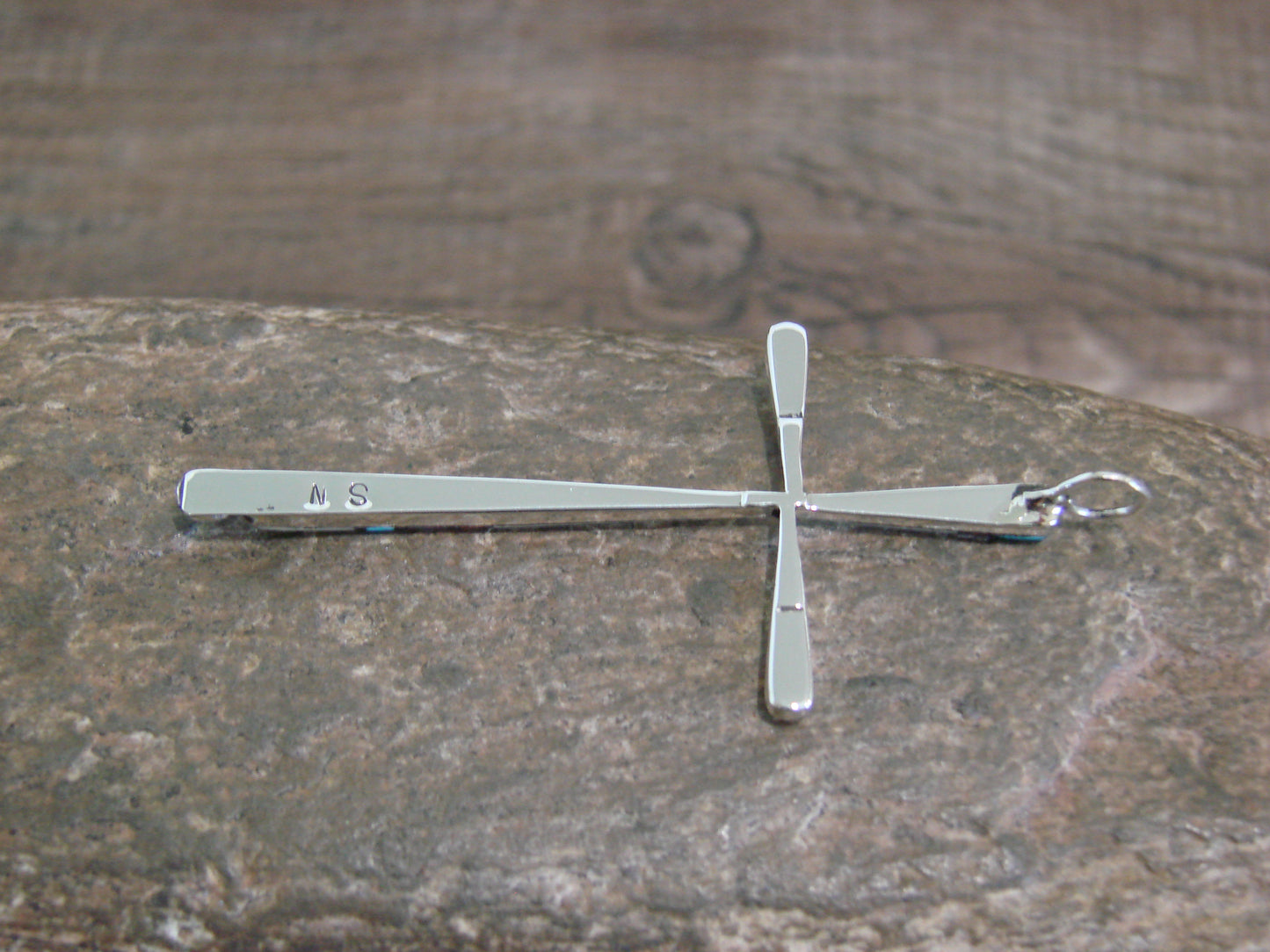 Native American Sterling Silver Multi Stone Inlay Cross Pendant by Noche