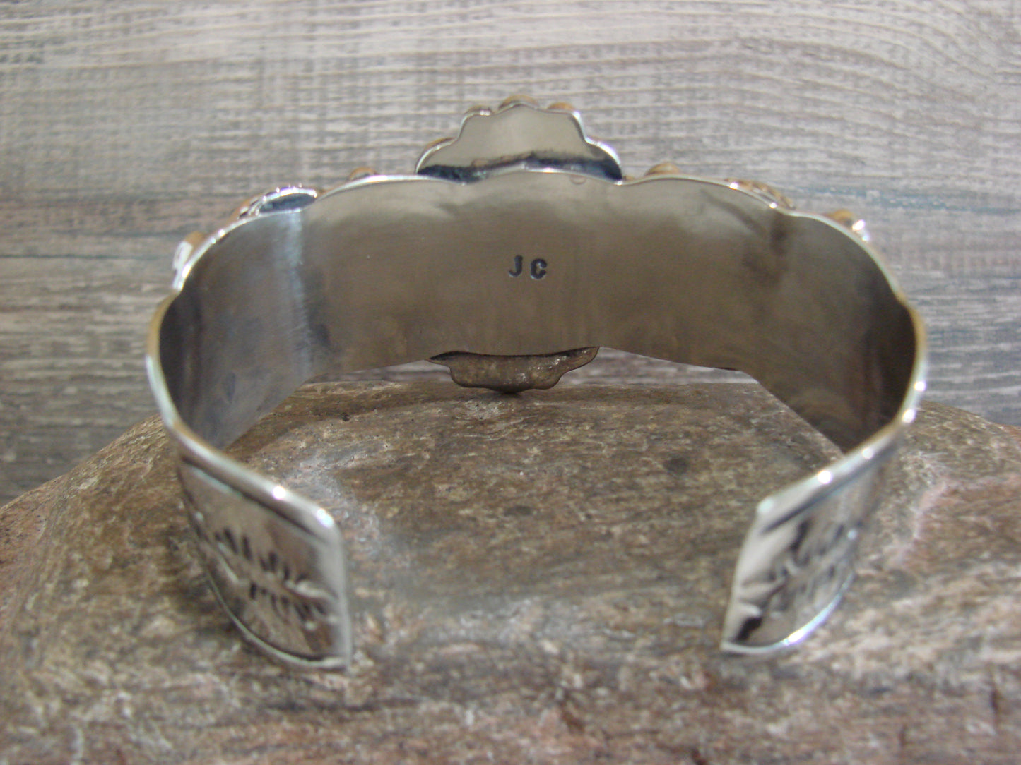 Native American Indian Nickel Silver & Turquoise Bracelet by Cleveland