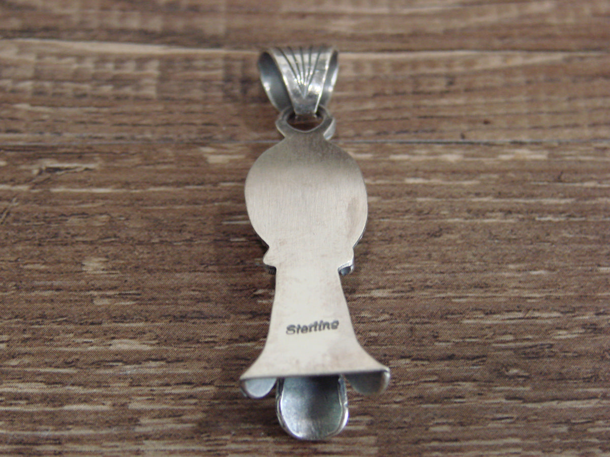 Native American Sterling Silver & Turquoise Squash Blossom Pendant by Betone