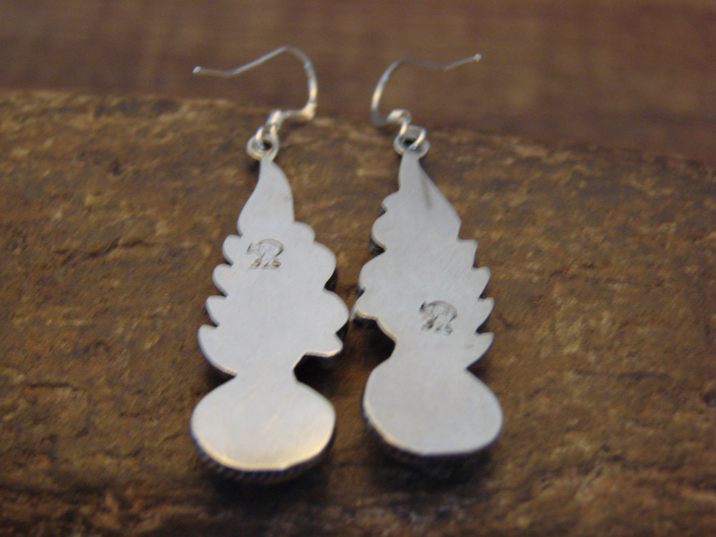 Native American Sterling Silver & Turquoise Feather Dangle Earrings by Francisco