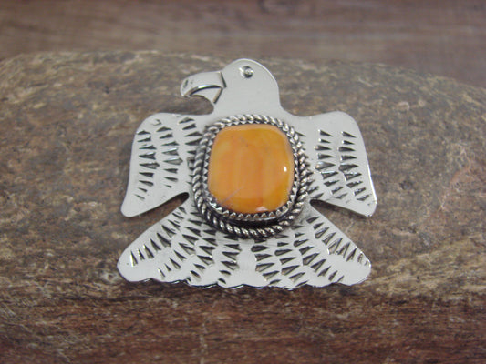 Native American Nickel Silver & Spiny Oyster Eagle Pendant - Cleveland