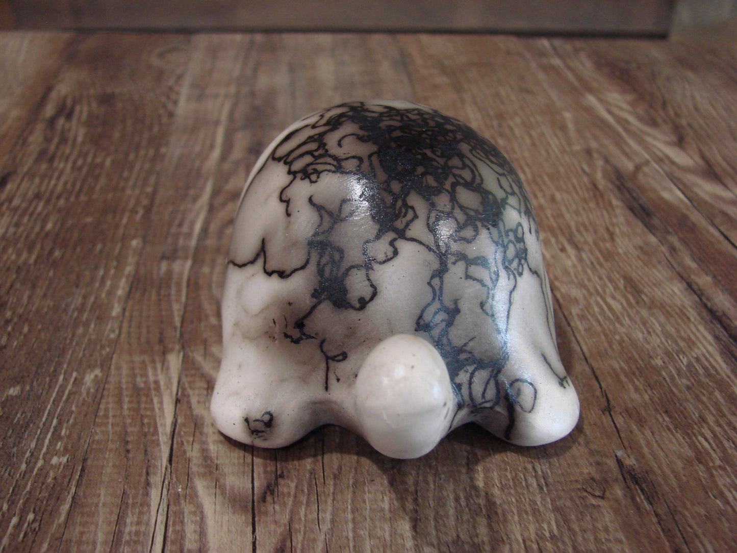 Small Native American Horse Hair Turtle Pottery Sculpture by Vail