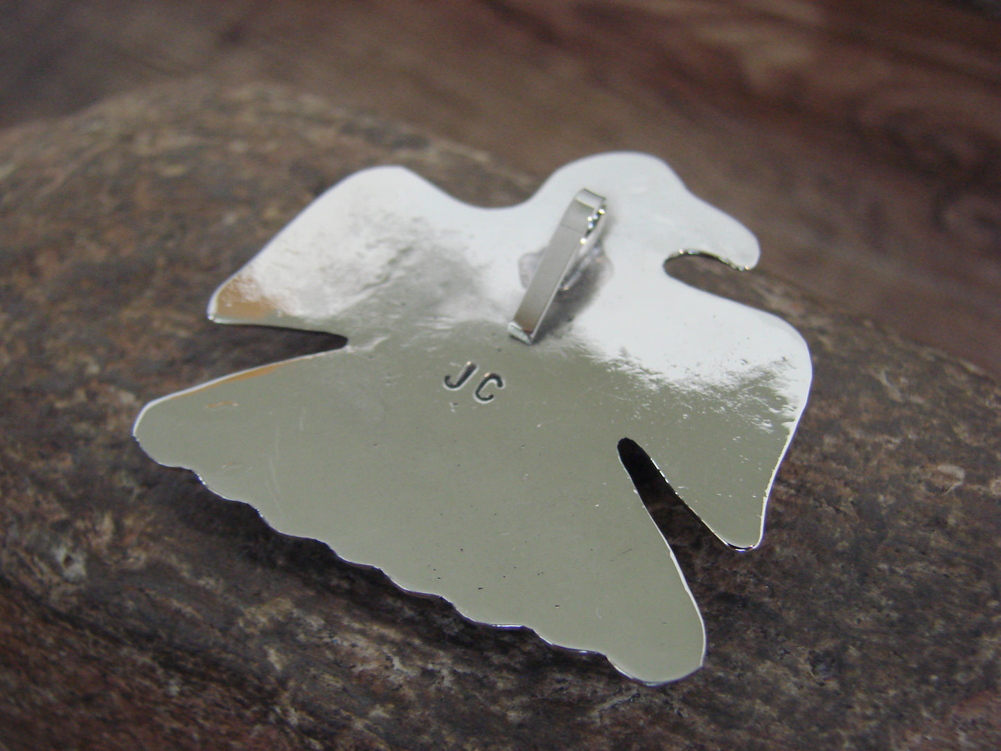 Native American Nickel Silver & Spiny Oyster Eagle Pendant - Cleveland