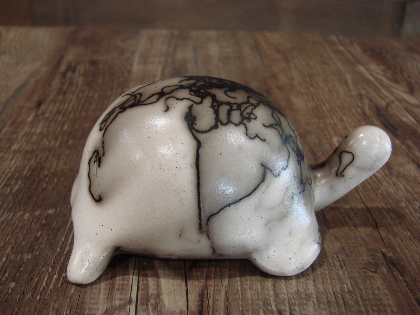 Small Native American Horse Hair Turtle Pottery Sculpture by Vail