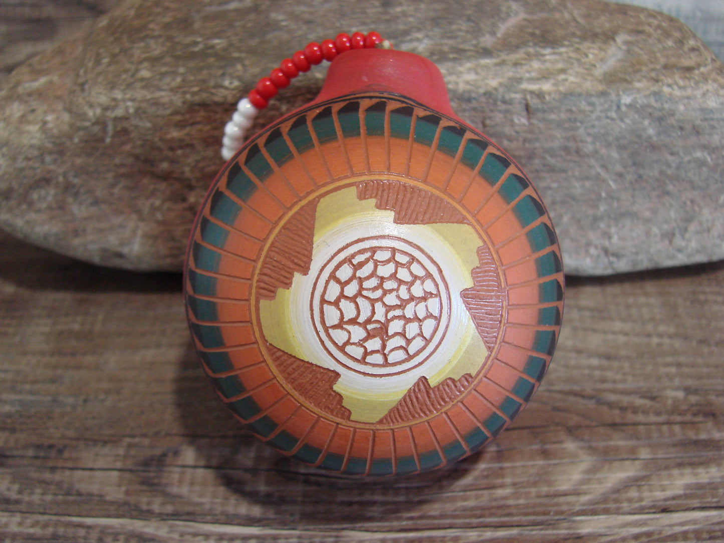 Native American Hand Etched Beaded Dream Catcher Ornament - Benally