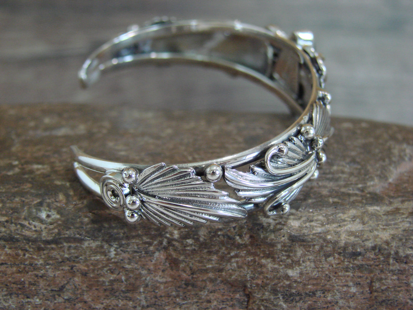 Native American Sterling Silver White Buffalo Turquoise Bracelet by Delgarito