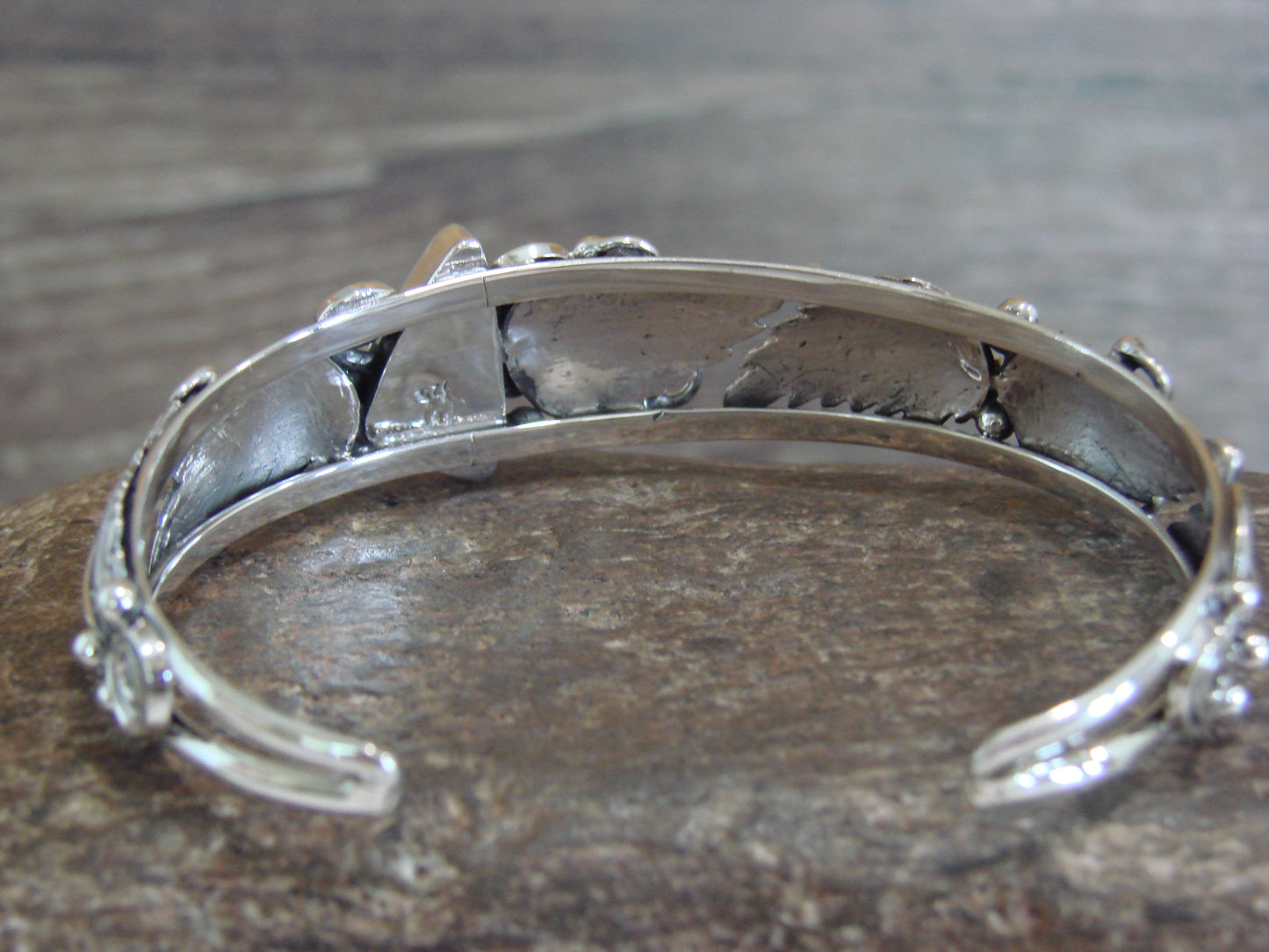 Native American Sterling Silver White Buffalo Turquoise Bracelet by Delgarito