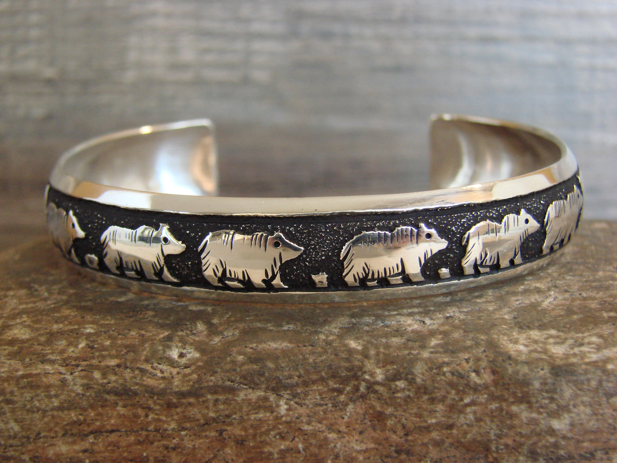 Native American Sterling Silver Bear Bracelet by Singer