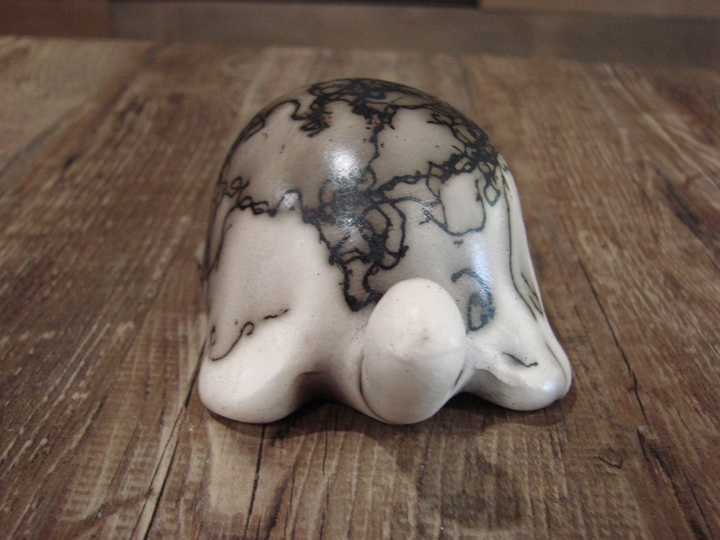 Small Native American Horse Hair Turtle Pottery Sculpture by Vail