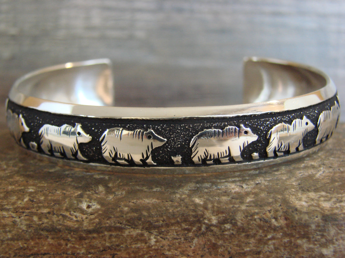 Native American Sterling Silver Bear Bracelet by Singer