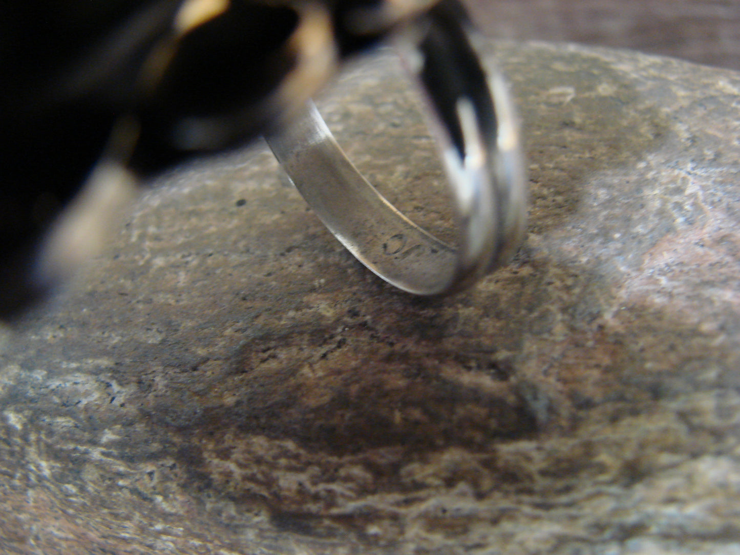 Native American Nickel Silver & Turquoise Adjustable Ring by Cleveland - Size 8 - 10