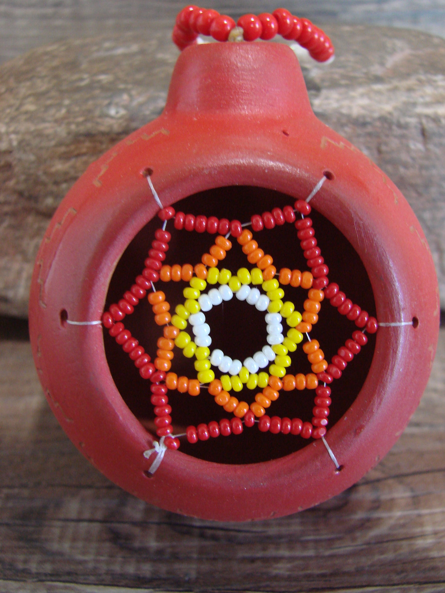 Native American Hand Etched Beaded Dream Catcher Ornament - Benally