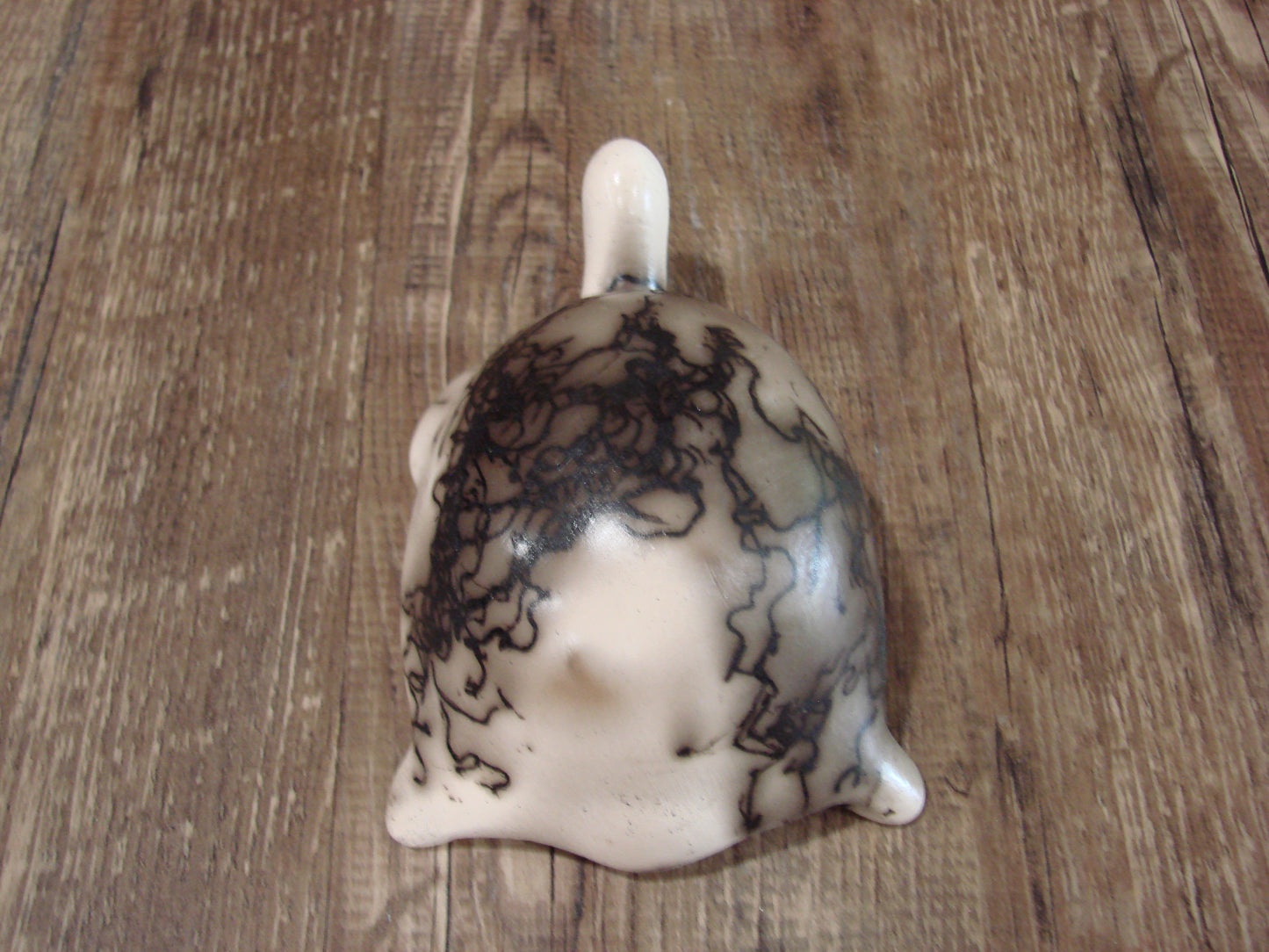 Small Native American Horse Hair Turtle Pottery Sculpture by Vail