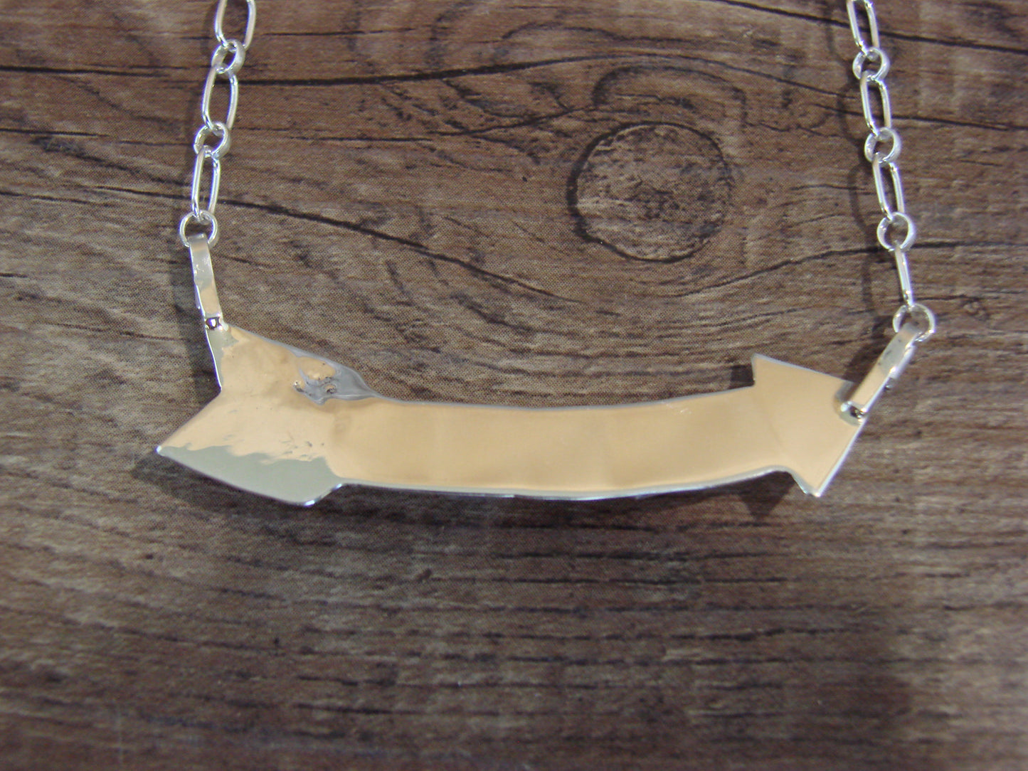 Native American Sterling Silver & Turquoise Arrow Link Necklace by Johnson