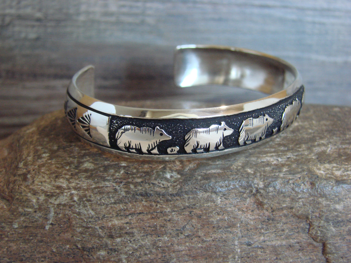 Native American Sterling Silver Bear Bracelet by Singer