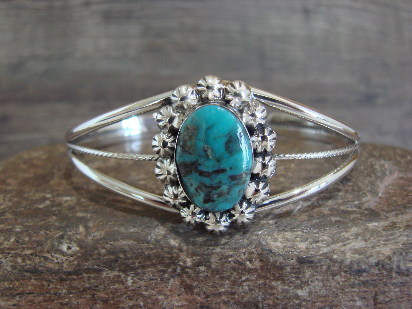 Native American Sterling Silver & Turquoise Bracelet by Yazzie