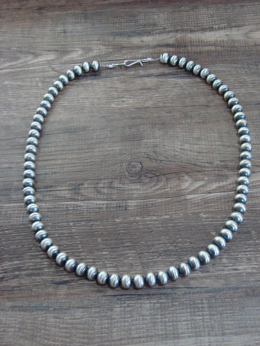 Native American Sterling Silver Navajo Pearl 24" Necklace by Halwood
