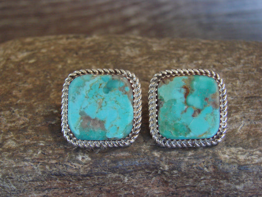 Native American Sterling Silver & Turquoise Post Earrings - Larry