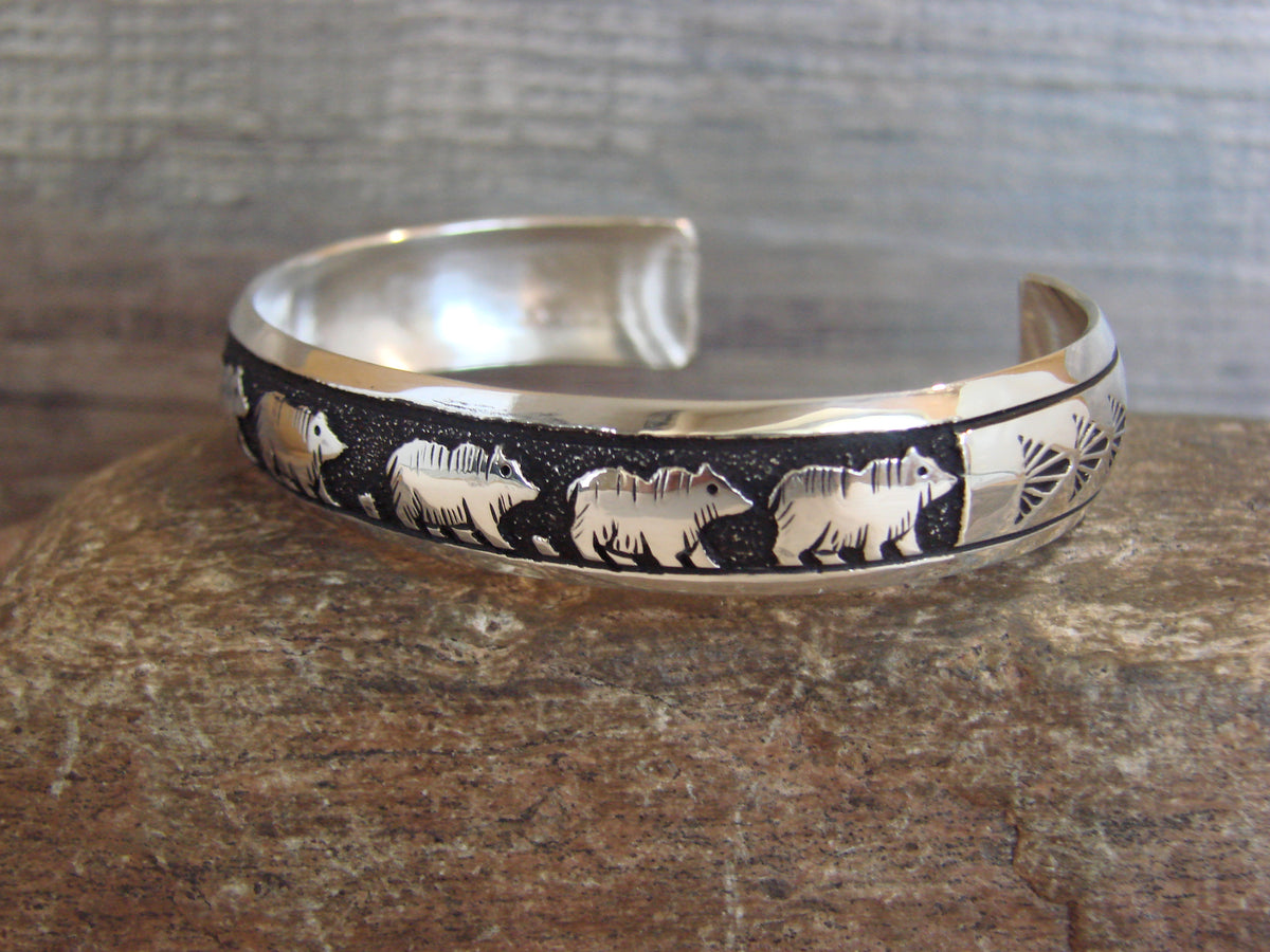 Native American Sterling Silver Bear Bracelet by Singer