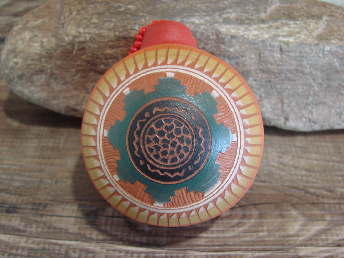 Native American Hand Etched Beaded Dream Catcher Ornament - Benally