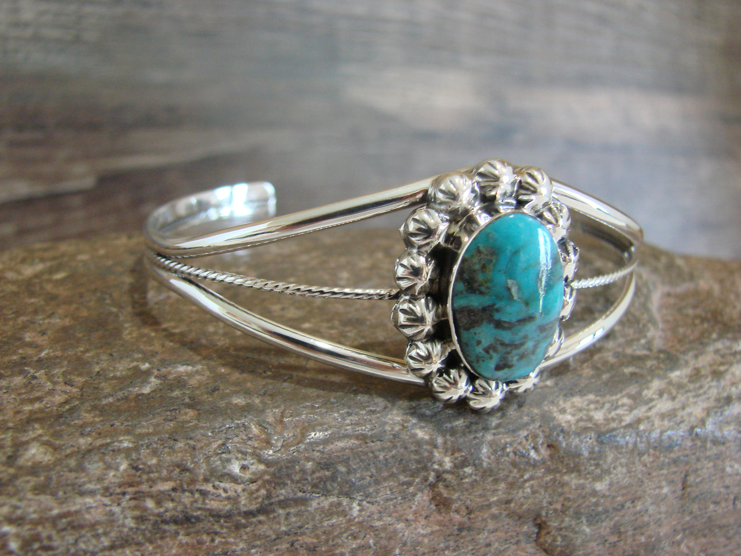Native American Sterling Silver & Turquoise Bracelet by Yazzie