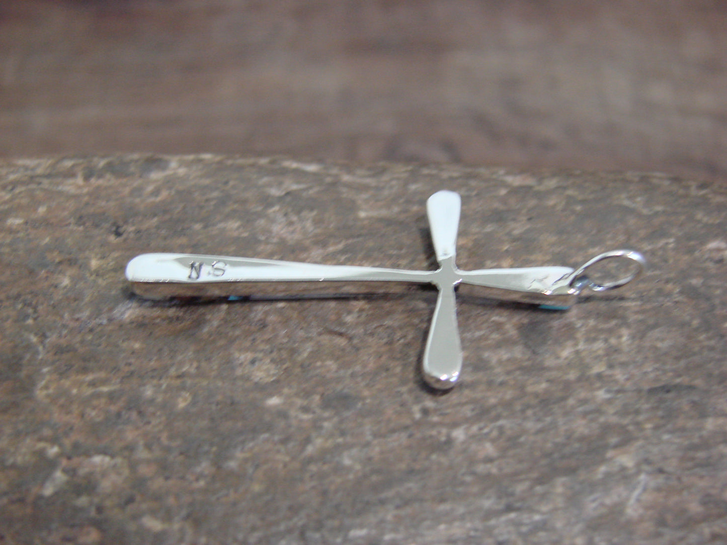Native American Sterling Silver Multi Stone Inlay Cross Pendant by Noche