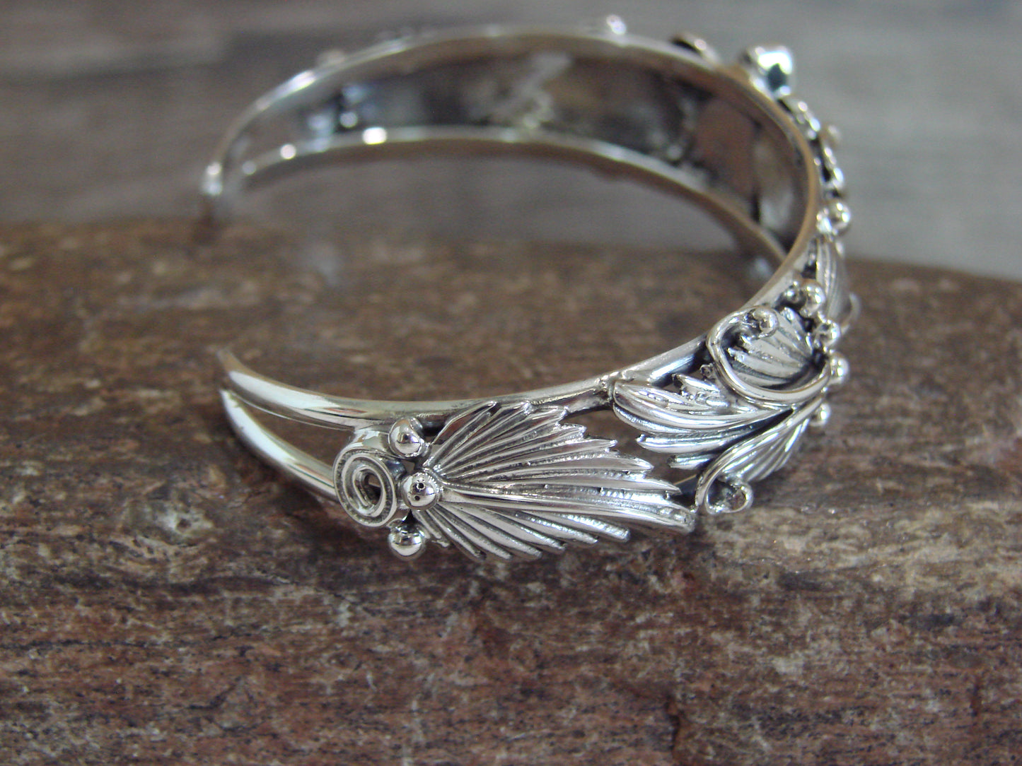 Native American Sterling Silver White Buffalo Turquoise Bracelet by Delgarito