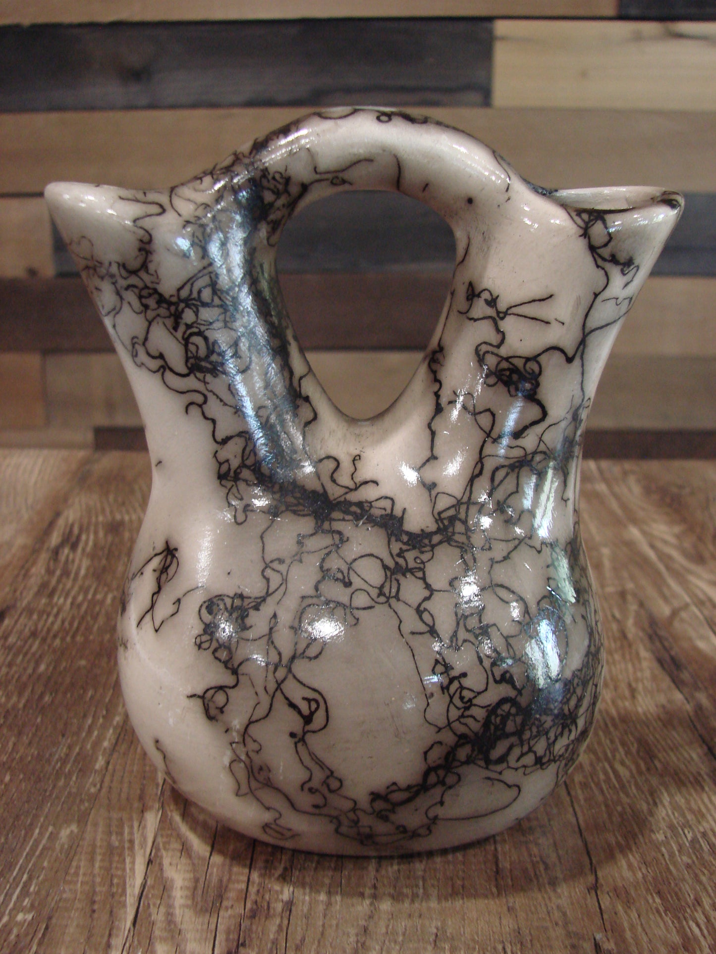 Small Native American Horse Hair Wedding Vase Pottery by Vail