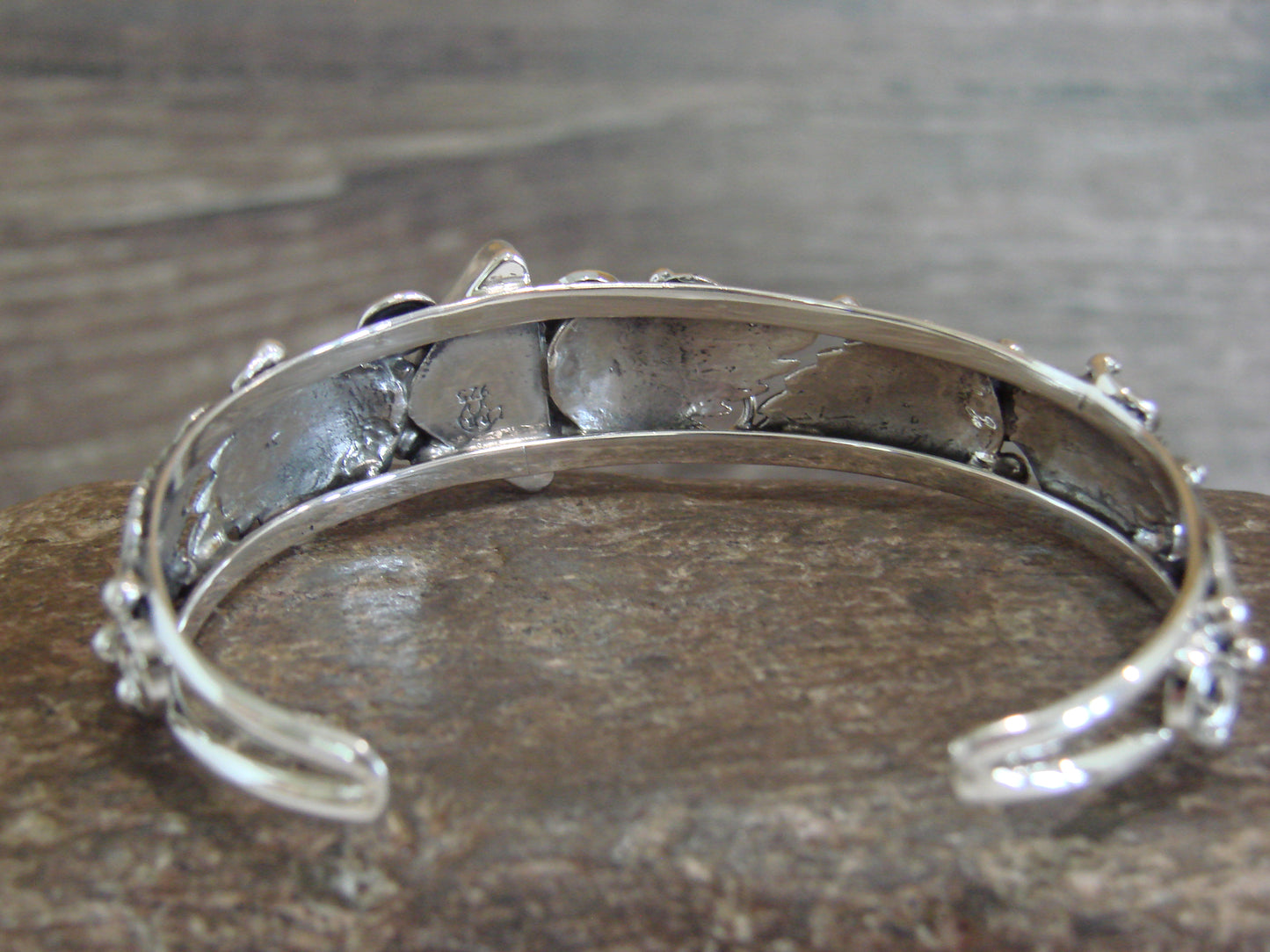 Native American Sterling Silver White Buffalo Turquoise Bracelet by Delgarito