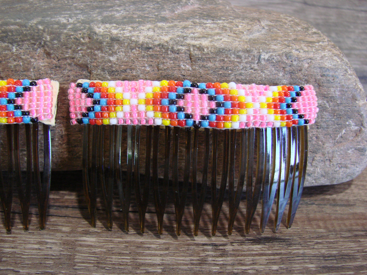 Native American Hand Beaded Hair Comb Set by Cleveland