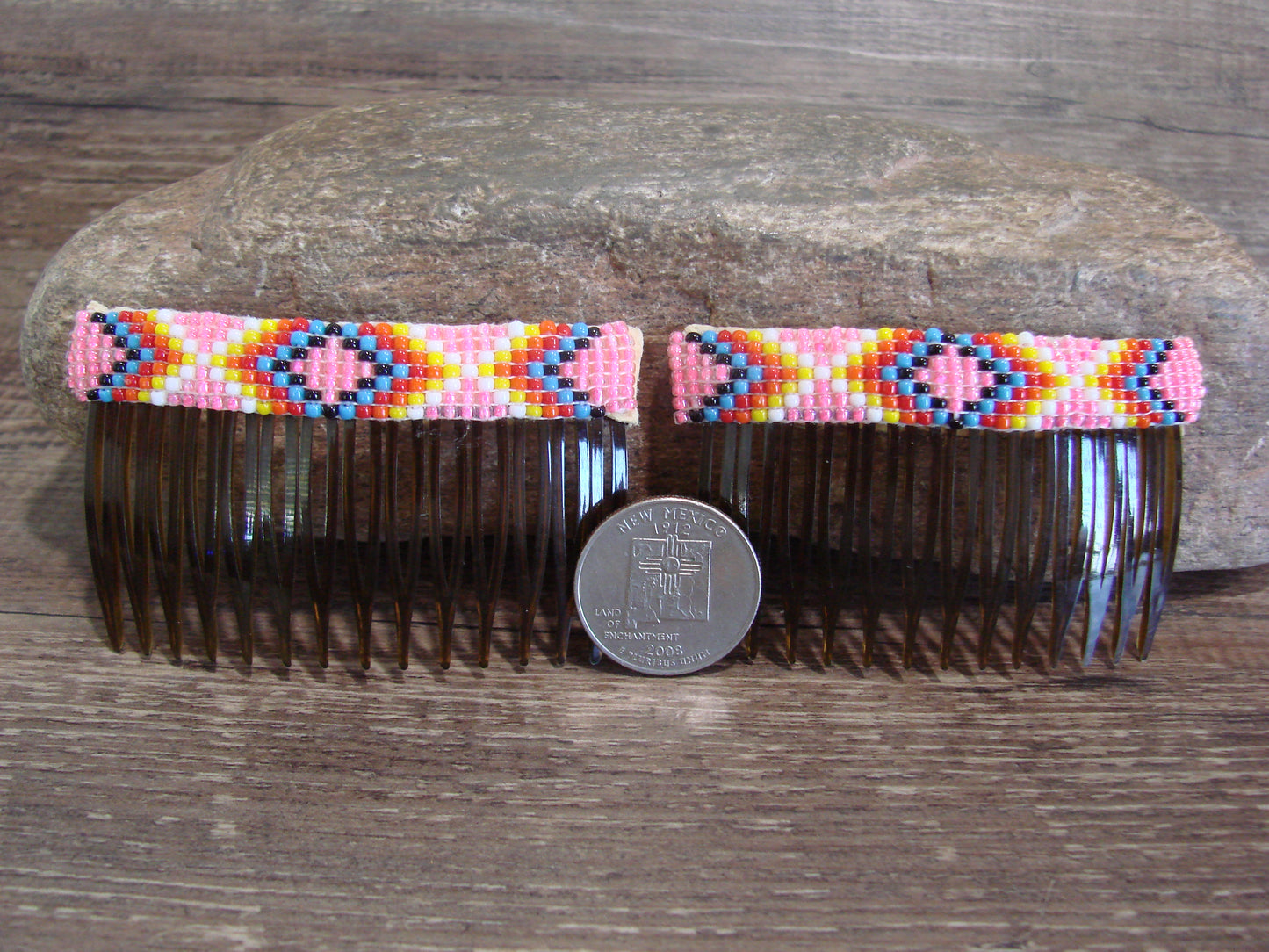 Native American Hand Beaded Hair Comb Set by Cleveland