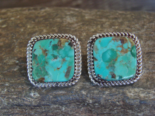 Native American Sterling Silver & Turquoise Post Earrings - Larry
