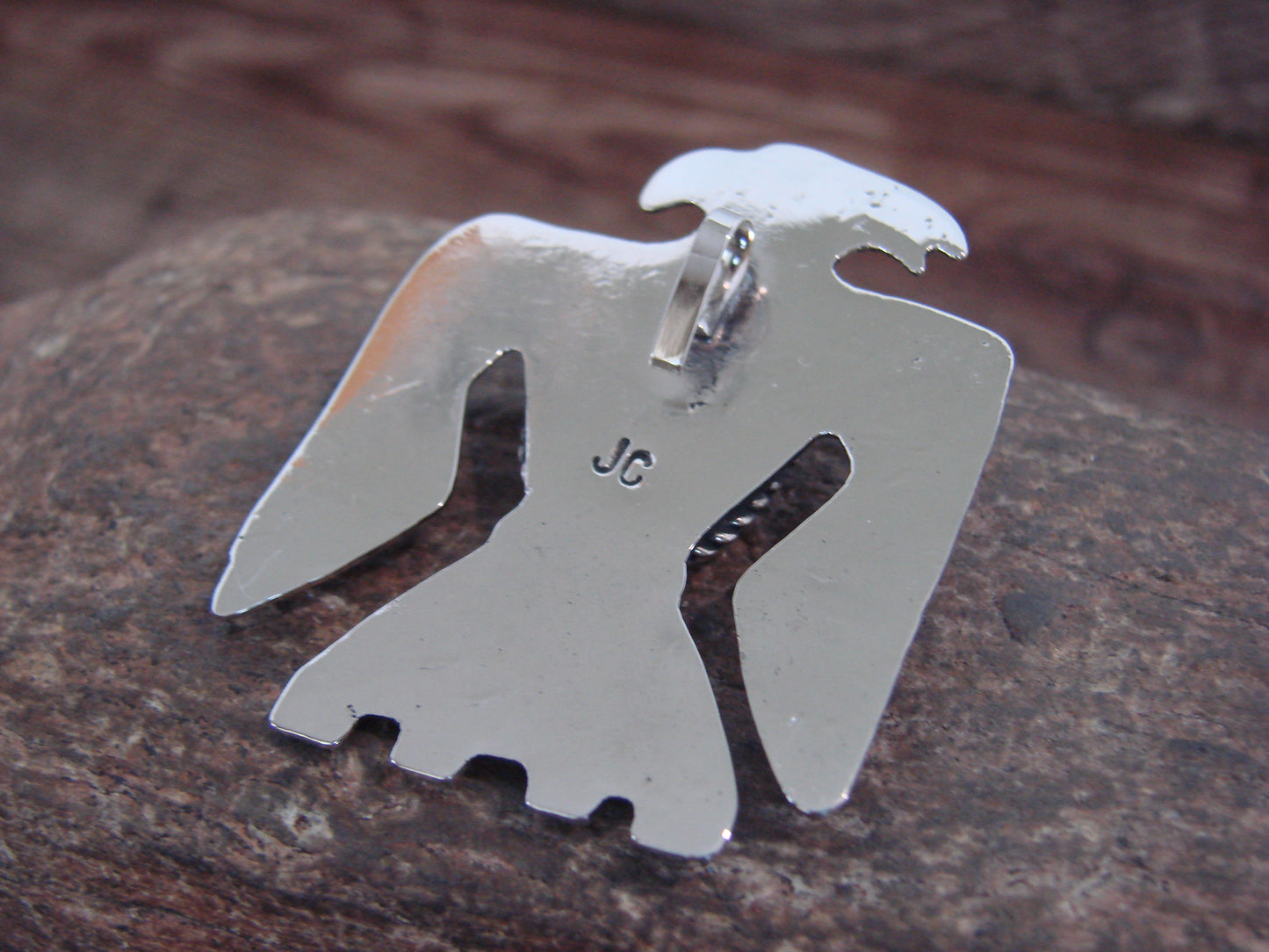 Native American Nickel Silver & Turquoise Parrot Pendant - Cleveland