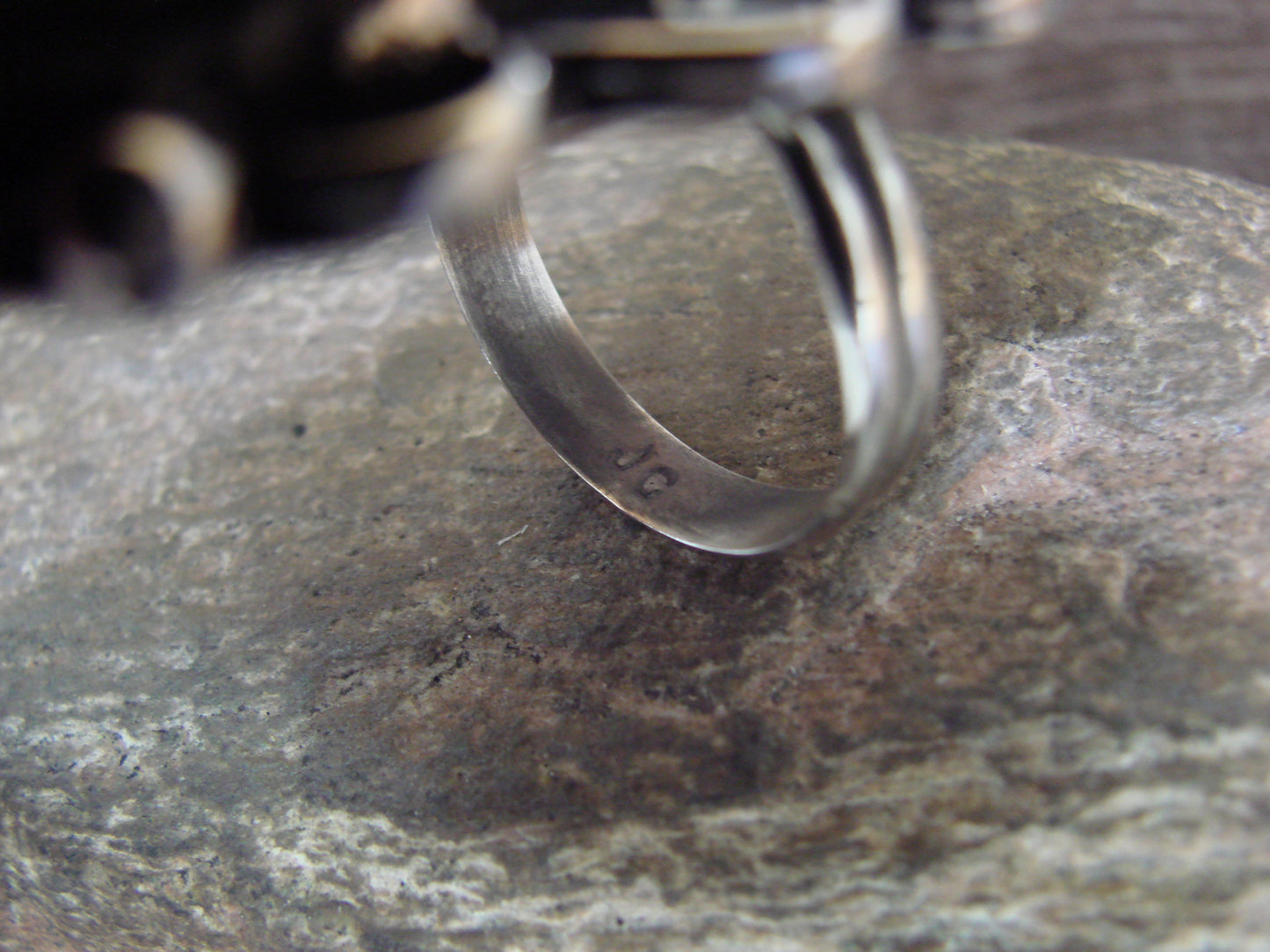 Native American Nickel Silver & Turquoise Adjustable Ring by Cleveland - Size 8 - 10