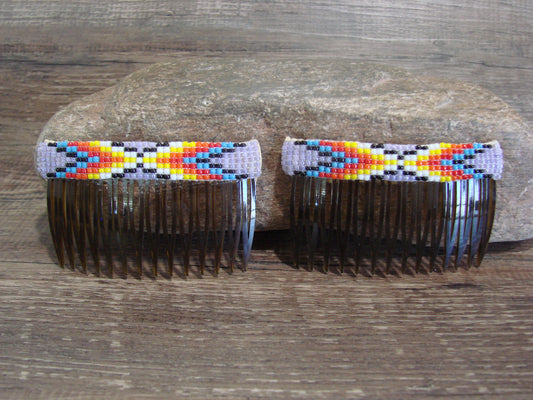 Native American Hand Beaded Hair Comb Set by Cleveland